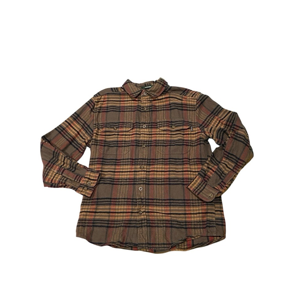 Woolrich Men's Medium Oxbow Bend Cotton‎ Olive Plaid Flannel Shirt Long Sleeve